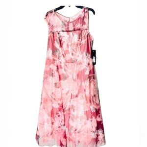 Lovely Grace Floral sleeveless Dress flare floral dress, cocktail, pink S